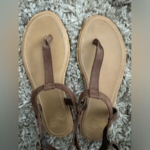 Sorel Bailee Brown Leather T-Strap Sandal Size 8.5